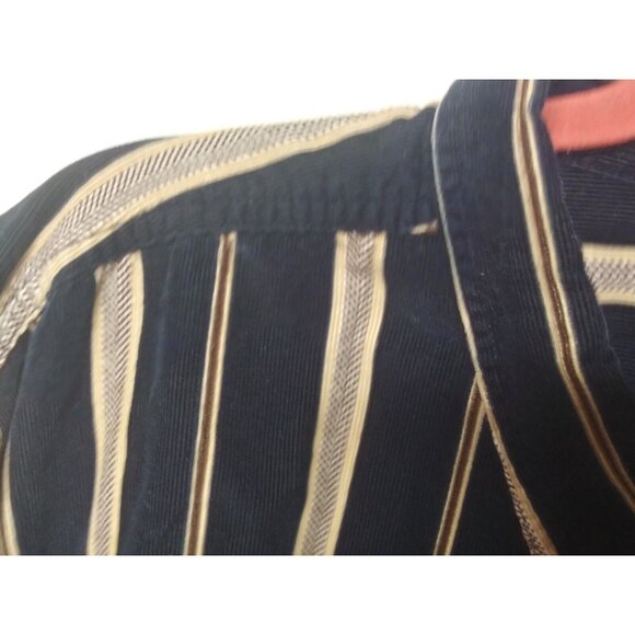 Trader Bay Shirt Micro-Corduroy 3XL Button-Down blue cream stripes Long Sleeve - Picture 4 of 10